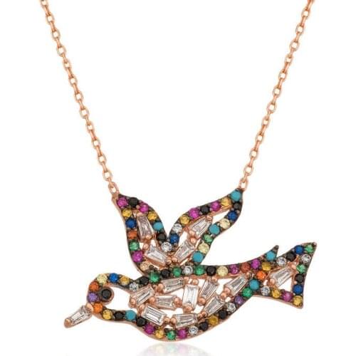 Real Silver 925 Jewelry Silver Flying Bird Women 'S Necklace