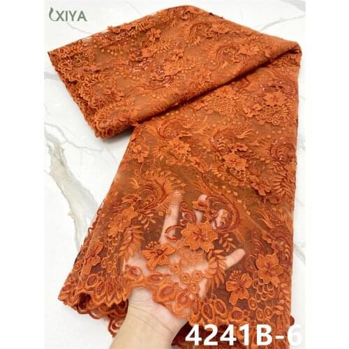 Latest Sequin French Milk Silk Lace Fabric High Quality African Lace Fabric Nigerian Mesh Lace Fabric for Woman Dress APW4241B