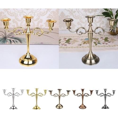 3 Arms Zinc Alloy Craft Candelabra Candle Holder Wedding Stand