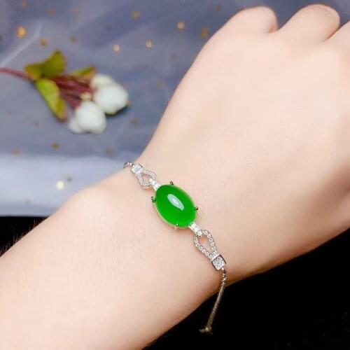 Natural green chalcedony bracelet, 925 silver precision design, luxury bracelet, party essential jewelry