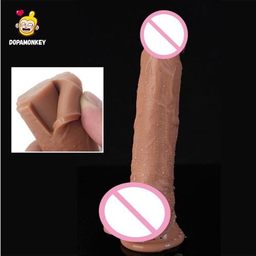 Realistic Dildo Skin Feeling Big Penis Huge Female Masturbator Double-layer Silicone Soft Dick with Suction Cup SexToy for Women