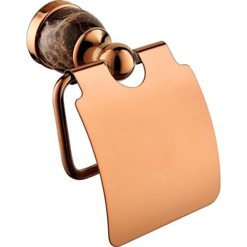 Luxury Marble Solid Brass rose gold Toilet Paper Holder Wall Mounted Tissue Bar Bathroom accessories-MDP432