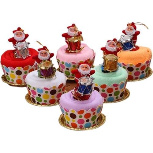 Santa Claus Christmas Tree Cupcake Cotton Towel 30*30cm Boy Girl Baby Shower Birthday Party Favors Christmas Gifts for Guests