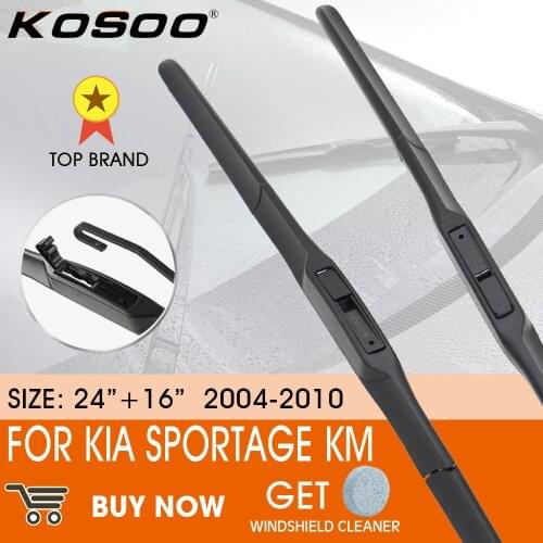 KOSOO Car Wiper Blade For Kia Sportage KM 2004-2010 LHD / RHD Front Window Windshield Windscreen Wiper Blades 24" + 16"