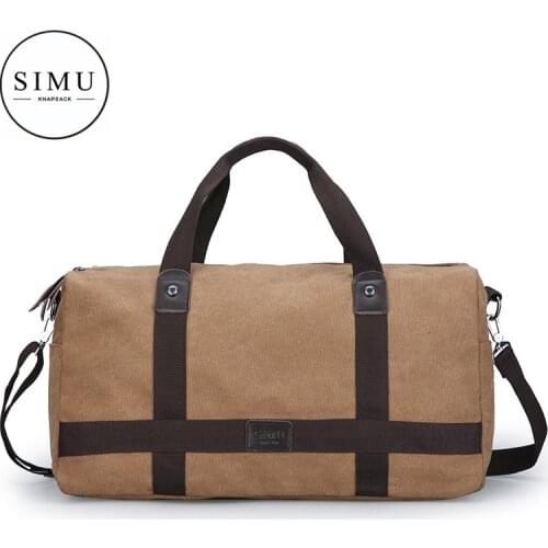 Simu new large capacity handbag travel bag mens short business trip luggage bag single shoulder canvas bag travel bag