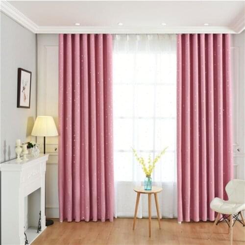 Modern style cartoon Printed star Fresh lively children curtains window customization princess pink curtains