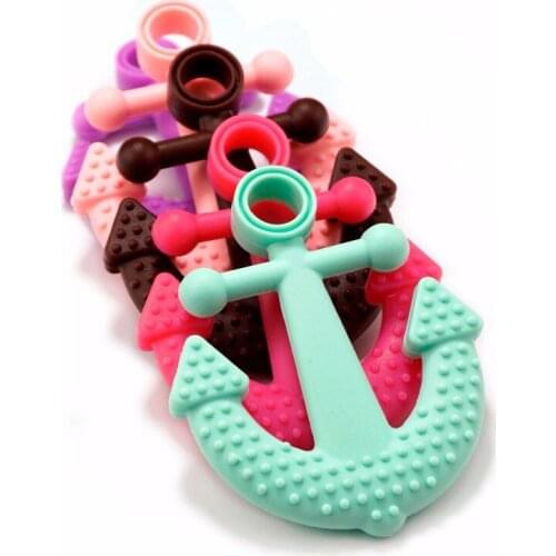 Sutoyuen Silicone Teether Anchor Pendants 10pcs Silicone Beads Charms Nursing Baby Food Grade Ship Anchor Teether Teething Toys