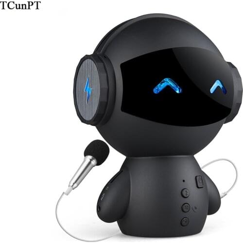 TCunPT New Mini Cartoon Robot Bluetooth Speaker Wireless with Stereo Handsfree Power Bank Support AUX TF MP3 Player for Lover