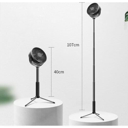 Telescopic Floor Desk Fan 2000mAh Rechargeable Battery 3 Speeds Camping USB Fan