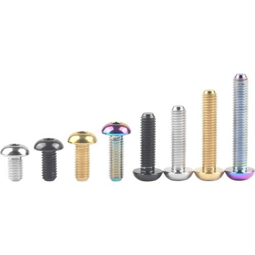 Xingxi Half Round Head Titanium Ti M4 x 6 8 10 12 15 20mm Button Allen Key Bolt Screw for Road Mtb Bike Parts Bicycle Brake