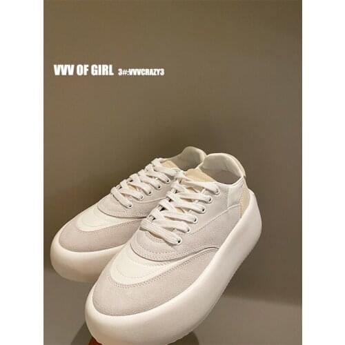 Gaodingkeai genuine leather 2021 new type of inner heightening thin thick sole bread shoes muffin shoes small white shoes