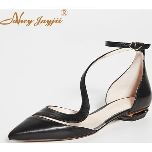 Pointed Toe Cover Heels Black Ankle Strap Ballet Flats Casul Dating Funky Clear Lady Shoes Size 14 15 16 NANCYJAYJII 2020