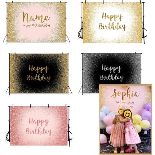 Gold Pink birthday party decoration for photography Customize background for photocall wedding Baby Shower Curtain Backdrop