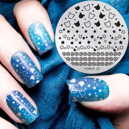 1PC Cartoon nail stamper round stainless steel rose flower butterfly plant image transfer tools manicure nail stamping FW043