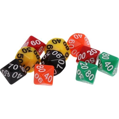 10pcs Acrylic Ten Sided Dragons D&D TRPG Game Toys Supplies D(00-90) Dices