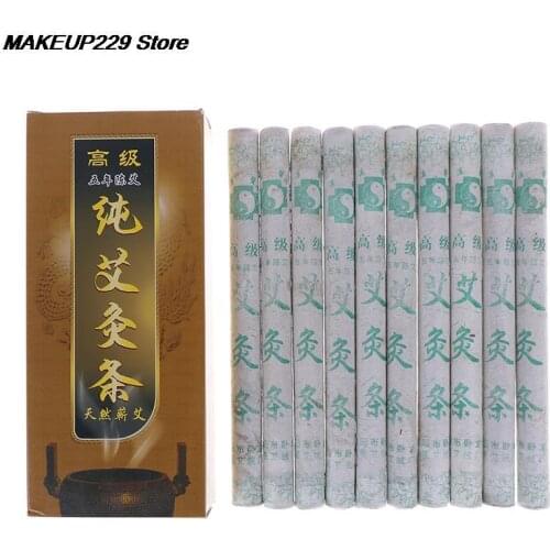 10Pcs/box Chinese Smokeless Moxibustion Stick Pure Moxa Roll Moxa Stick Moxibustion Rollers Bars Navel Smoked Therapy NEW