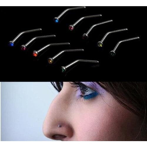10pcs pretty L Shape Stainless Steel Nose Stud Bar Piercing Ring Body Jewelry High quality