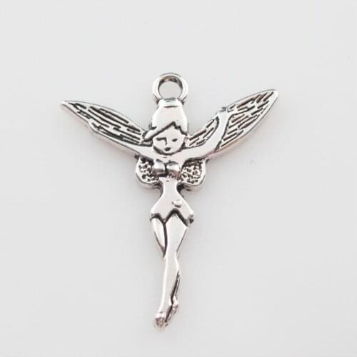 18 New Charms Tibetan Silver Dancing Angel Wings Pendants DIY 24.5x29mm