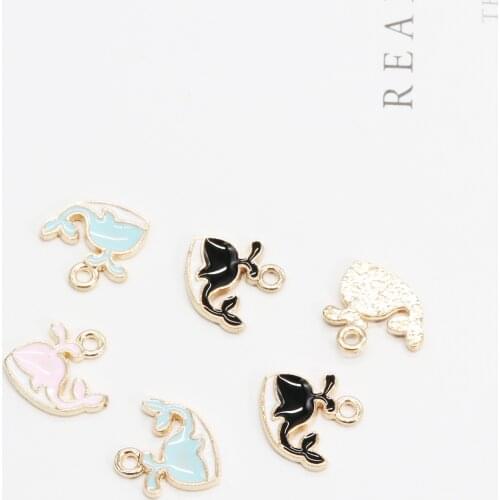 20pcs/lot Black / Pink / Blue Lovely Baby Whale Enamel Small Charm Pendants Jewelry Making 12*13mm