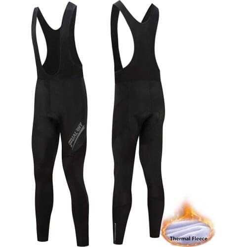 2021 Black Warm Mens Cycling Bib Trousers Winter Thermal Mountain Bike long Pants Bicycle Tights 19D Gel Pad Cycling Bib Pants