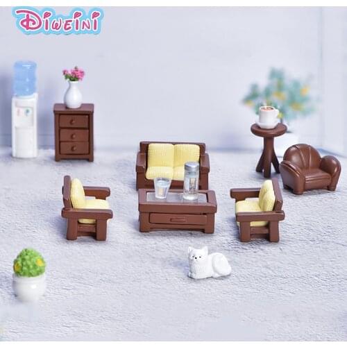 22pcs Simulation Dollhouse Furniture Bed Sofa Table Chair Action Figure Model Figurine Decoration Toys Set Doll House Gift Kids