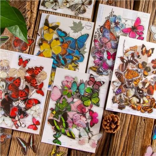30Pcs/Lot Vintage Butterfly Collection PET Stickers Package DIY Diary Journal Decoration Label Sticker Album Scrapbooking