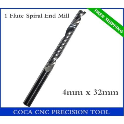 4mm*32mm,Freeshipping CNC Solid carbide woodworking router bit,Tungsten end mill,1 flute end milling cutter,MDF,acrylic,PVC