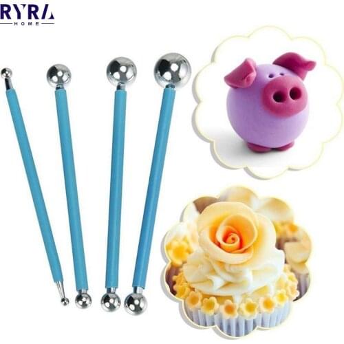 4pcs/set 8 Heads DIY Stainless Steel Polymer Modeling Clay Carving Sculpture Tools Cake Carving Tools Cake Accessories Cake Tool