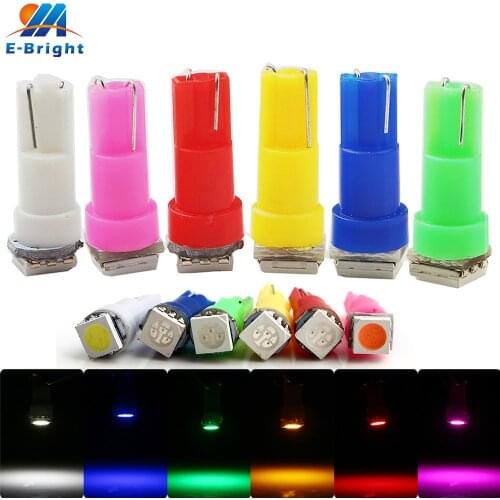 500X DC12V T5 5050 1 SMD Led Wedge Gauge map dome Lamps Car Interior Dashboard Bulbs Instrument Reading Light 20Lm
