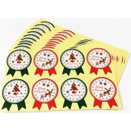 800PCS/Lot Kawaii color Green & Red Christmas element series seal stickers Nice paper label for baking DIY packaging material