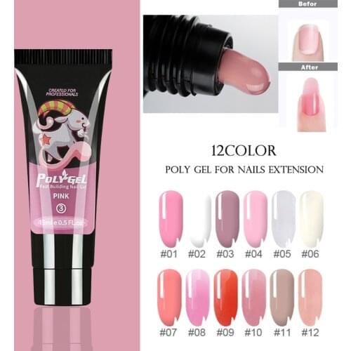 15ML Acrylic Poly Nail Gel For Manicure Extension Quickly Build Nail Glue Semi-permanent Gel Polish Varnish For Nail Art Design