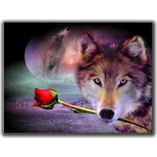 3D Diamond Mosaic Diy Diamond Embroidery Wolf Ready To Send Roses Full Diamond Painting Cross Stitch Rhinestone Home Decoration