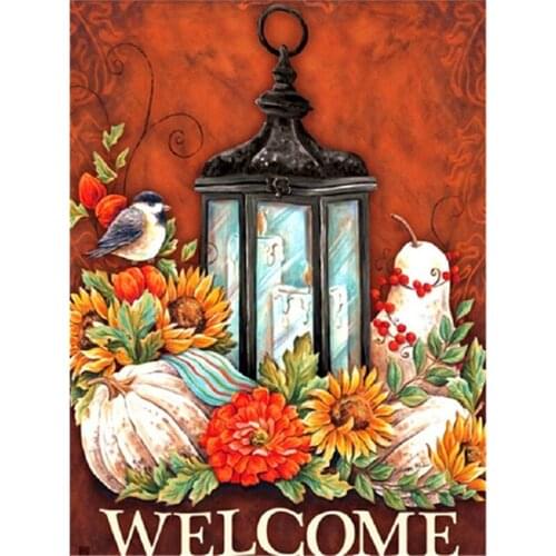 Full Drill Diamond Painting Flower Pumpkin DIY Diamond Embroidery Sale Fall Mosaic Cross Stitch Decor for Home