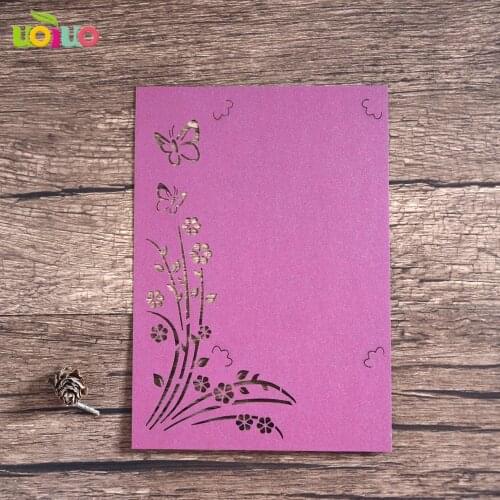 Free shipping 50set inc248 High Quality Laser Cut Romantic butterfly menu card Wedding/Business/Party/Birthday Invitation Cards