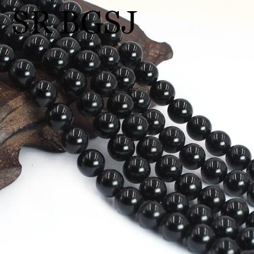 Free Shipping 8mm Natural Genuine Gems Stone Round Black Obsidian Jewelry DIY Spacer Beads 15inch