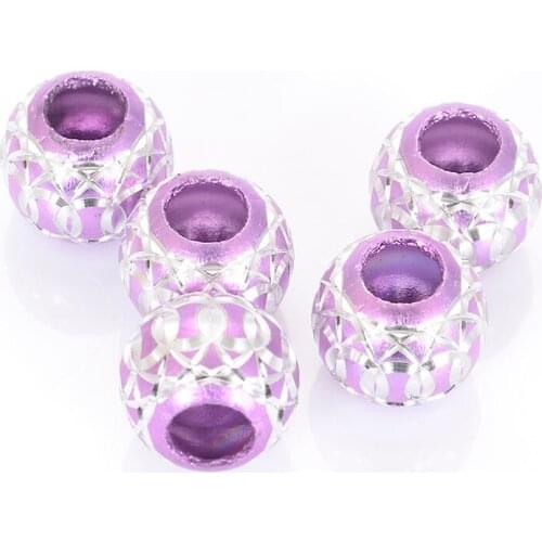 Beads,Loose beads,12mm Round Aluminium Beads,Purple Beads With Carving, Sold of 200pcs
