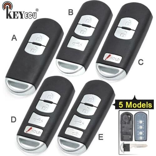 KEYECU for Mazda 3 5 6 CX-5 CX-7 CX-9 Replacement 2/ 3/ 2+1/ 3+1/ 4 Button Smart Remote Car Key Shell Case Fob with Uncut Blade