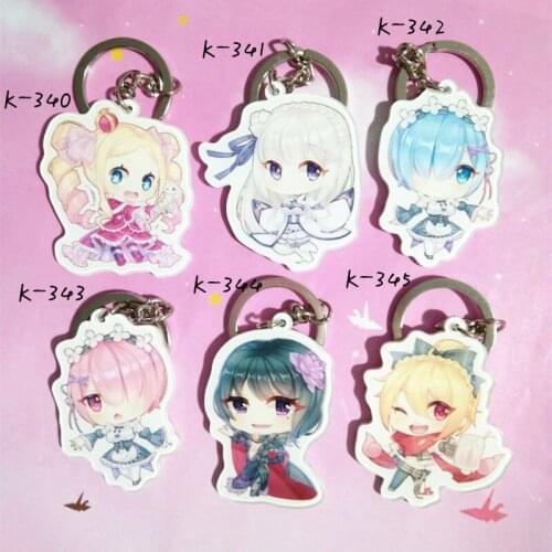 Re Zero Starting Life in Another World Figure Keychain Kara Hajimeru Isekai Seikatsu Rem Ram Emilia Keyring Charm Pendant Cos