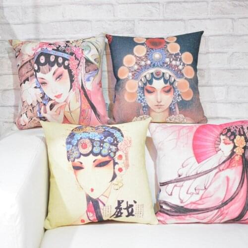 Chinese style Modern Drama People Pattern 3164 Linen Pillow Cover Cushion Cover Office Sofa Wedding Home Decorative Pillows Case