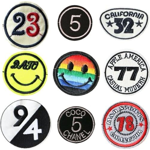 Cartoon Decorative Arabic numeral,smile icon Embroidered Applique Patches For DIY Iron on Badges Sticker on backpack,the clothes
