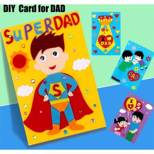 Kids Fathers Day DIY Cards Dads Gifts Cards Kit Thanksgiving Card Invitations Kit Kindergarten Children Handwork Cards Dad