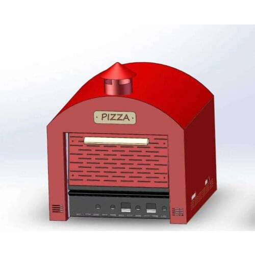 Double Layers Electric Oven Red Pizza Oven with Chimney Bread Baking machine Pizza Cake Shop Electric Oven with 4 heating pipes