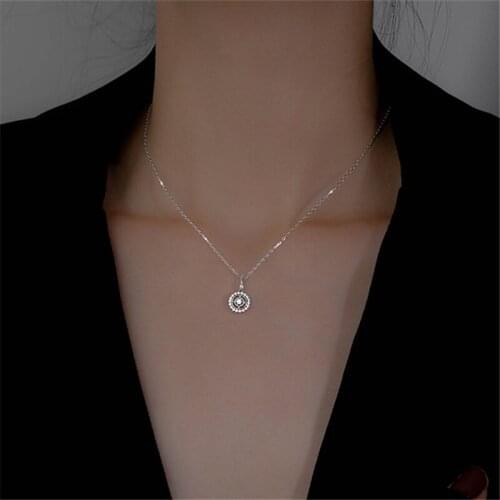 Elegant 925 Sterling Silver Crystal Round Bead Charm Necklace Link Chain Pendant Fine Jewelry For Women Wedding dz298