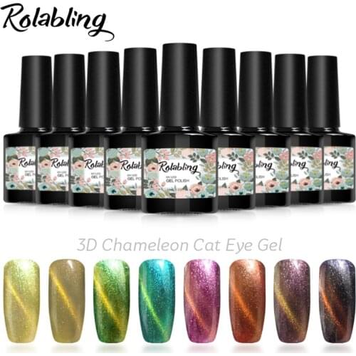 Rolabling 9.5ml Nail Gel Polish 3D chameleon Cat Eye UV Gel Polish Magnetic Soak Off UV LED Nail Art Gel varnish Manicure Glue
