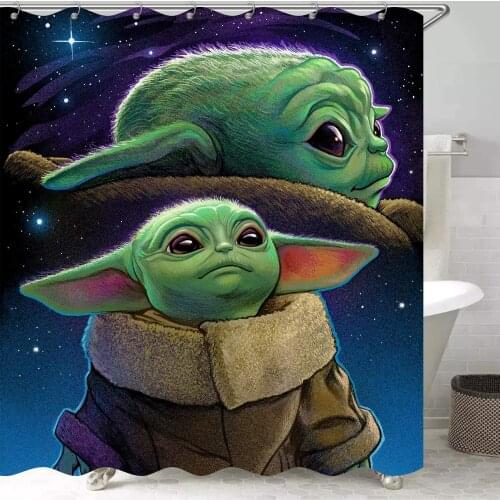 Creative Durable Polyester Curtains Liner Print Decorative Bathroom with Hooks