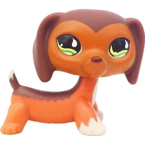 LPS CAT pet shop cute toys Old Real Dachshund #675 rare Sausage Dog mini brown doggy child collectible gifts without magnet