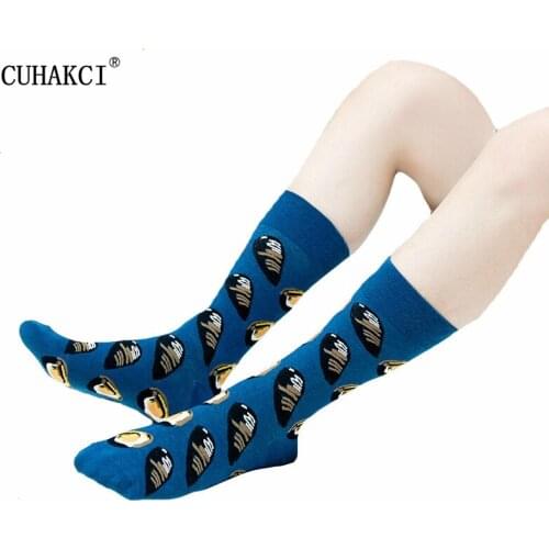 CUHAKCI Shrimp Marine Life Printed Socks Women Animal Spacesuit Funny Socks Creative Streetwear Sweet Cute Kawaii Cartoon Sock