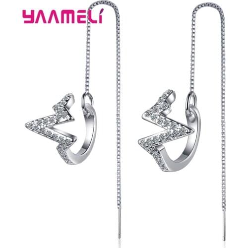 New Fashion Long Chain Tassel Drop Earrings For Women Round Ear line Cubic Zircon Female Fine Jewelry Gift Party Supplies