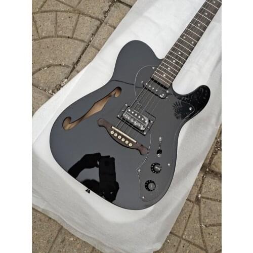 2021 brand new high quality All black TL style electric guitar F hole electric guitar Real photos free delivery