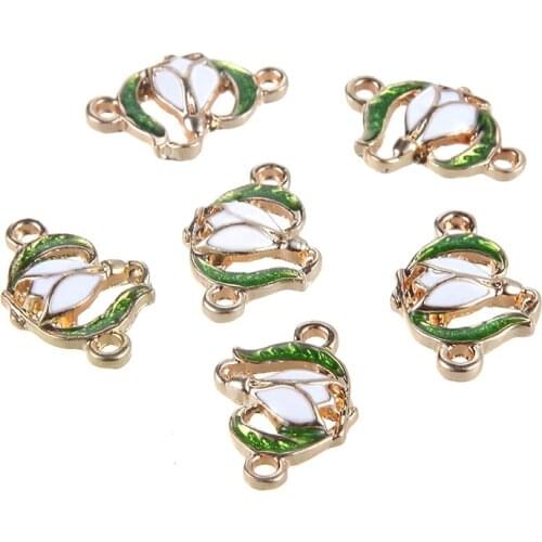 New Arrival Oil Drop Flower Gold Color Alloy Connectors Charms For Making Jewelry DIY 20pcs wholesale